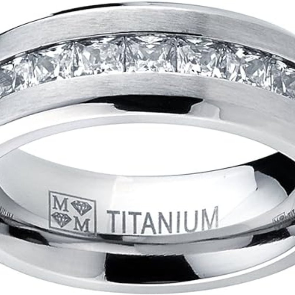 Mens' Wedding Band Engagement Ring Titanium - Picture 2 of 5